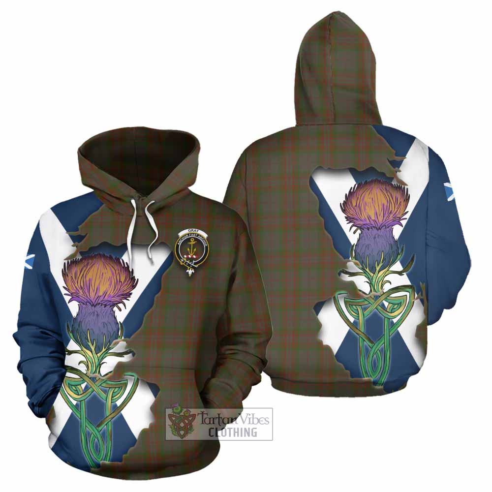 Gray Tartan Family Crest Hoodie Scottish Thistle Celtic Inspired - Tartan Vibes Clothing