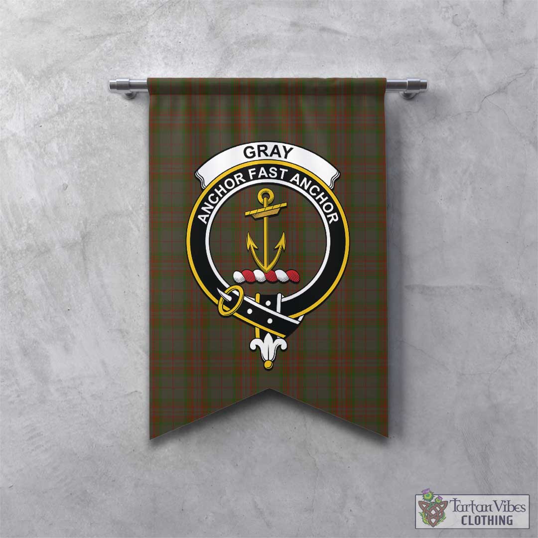 Gray Tartan Gonfalon, Tartan Banner with Family Crest - Tartan Vibes Clothing