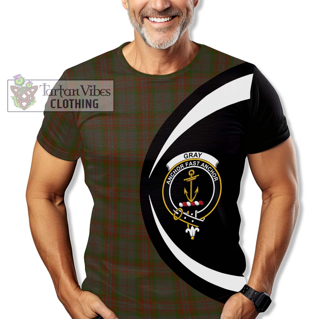 Gray Tartan T-Shirt with Family Crest Circle Style - Tartan Vibes Clothing