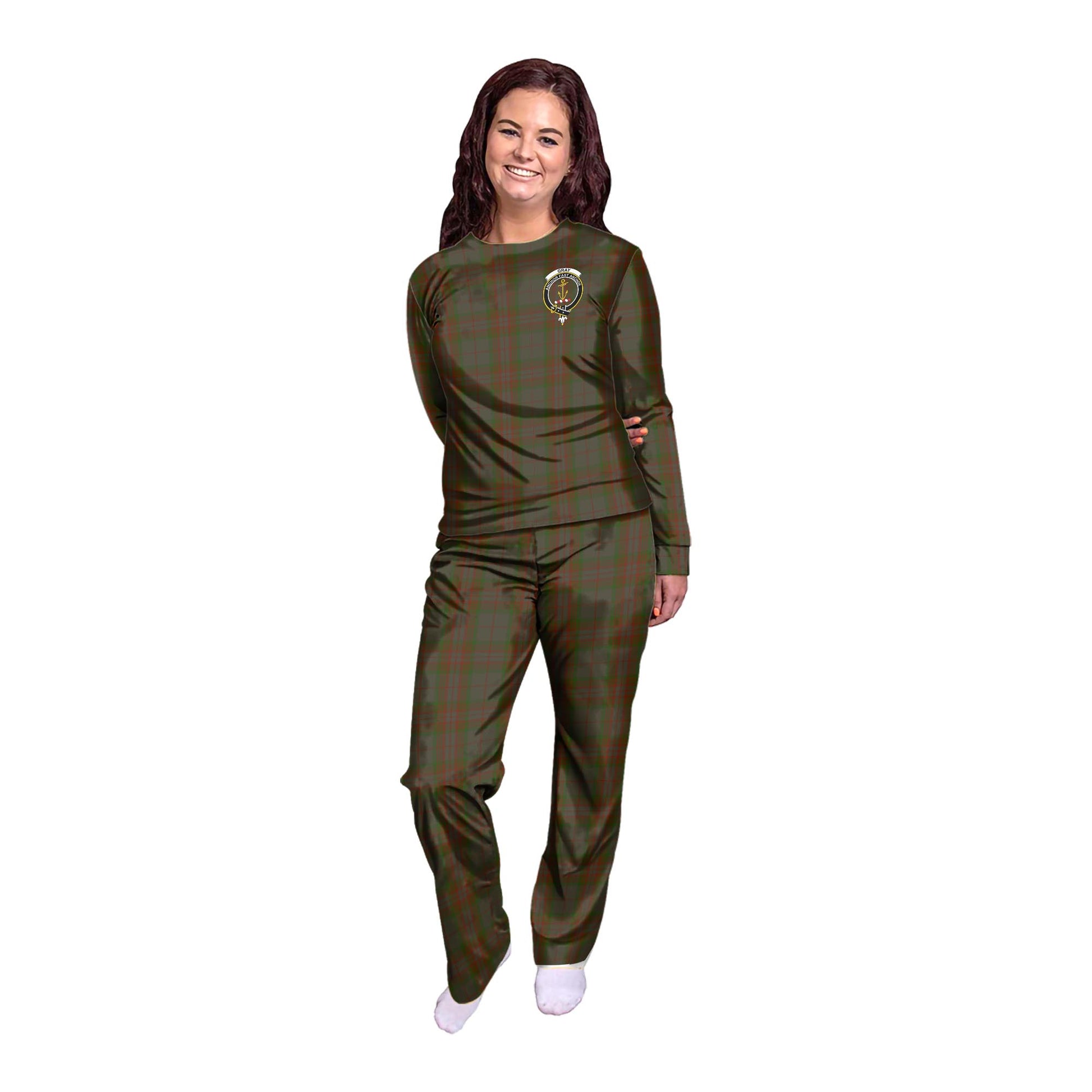 Gray Tartan Pajamas Family Set with Family Crest - Tartan Vibes Clothing