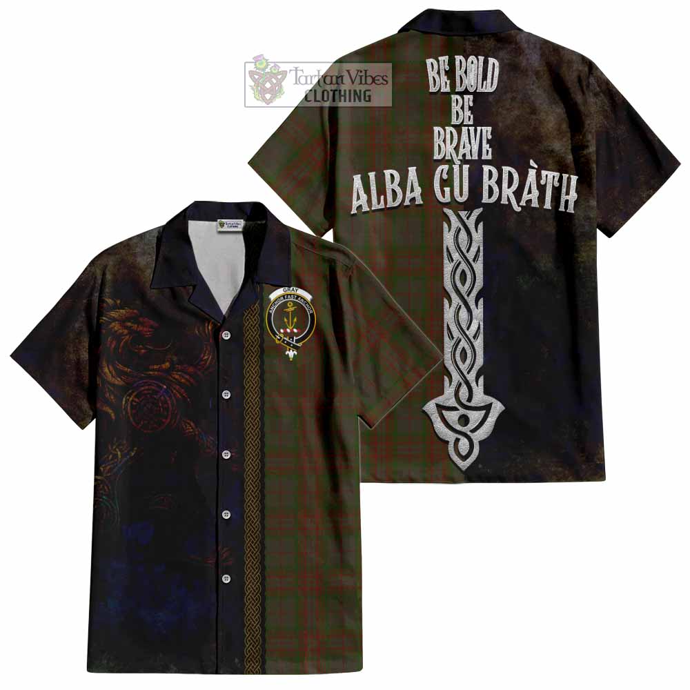 Gray Tartan Family Crest Hawaiian Shirt Alba Gu Brath Be Brave Lion Ancient Style - Tartan Vibes Clothing