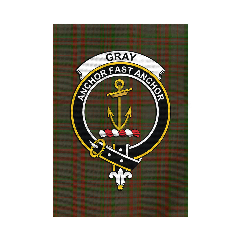 Gray Tartan Garden Flag with Family Crest - Tartan Vibes Clothing
