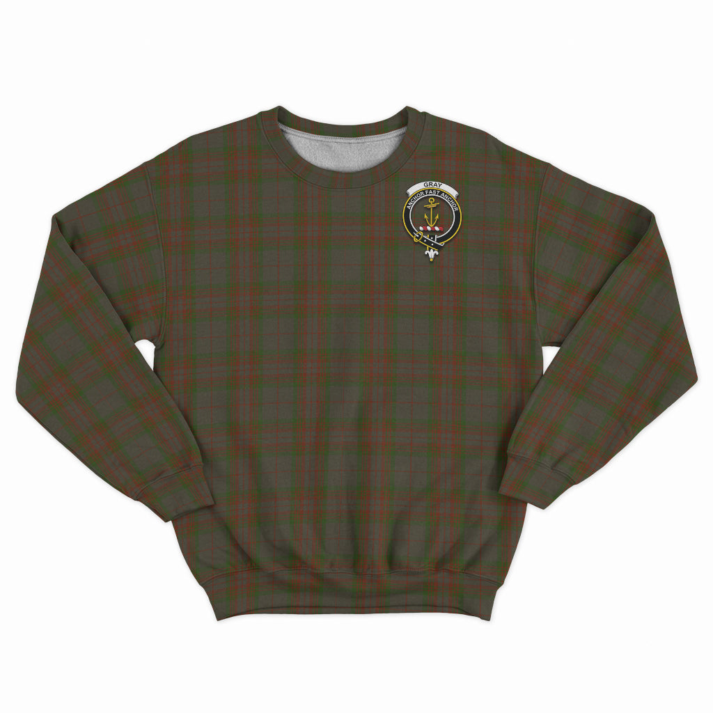 Gray Tartan Sweatshirt with Family Crest - Tartan Vibes Clothing