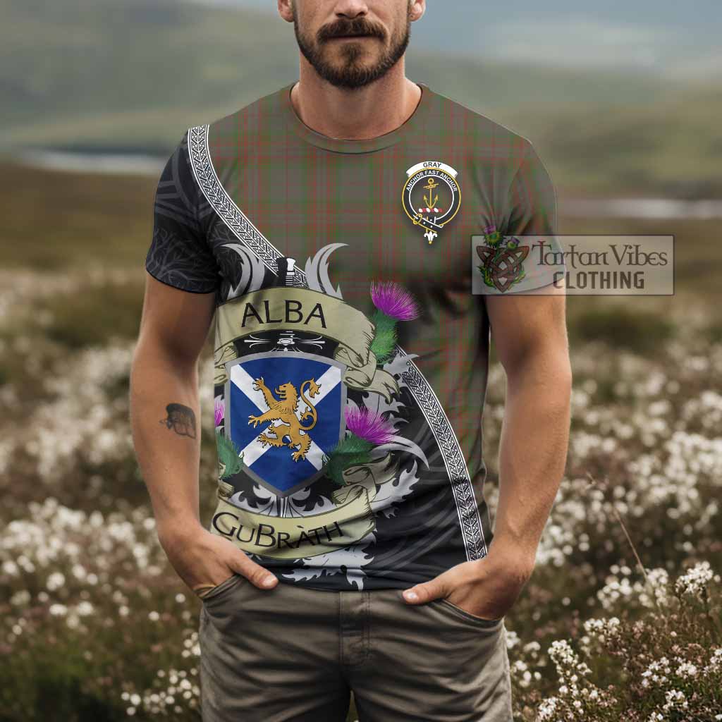 Gray Tartan Family Crest T-Shirt Lion Rampant Royal Thistle Shield Celtic Inspired - Tartan Vibes Clothing
