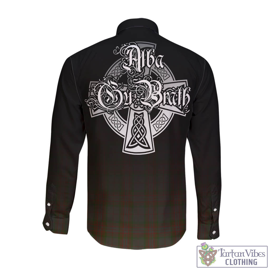 Gray Tartan Long Sleeve Button Up Featuring Alba Gu Brath Family Crest Celtic Inspired - Tartan Vibes Clothing