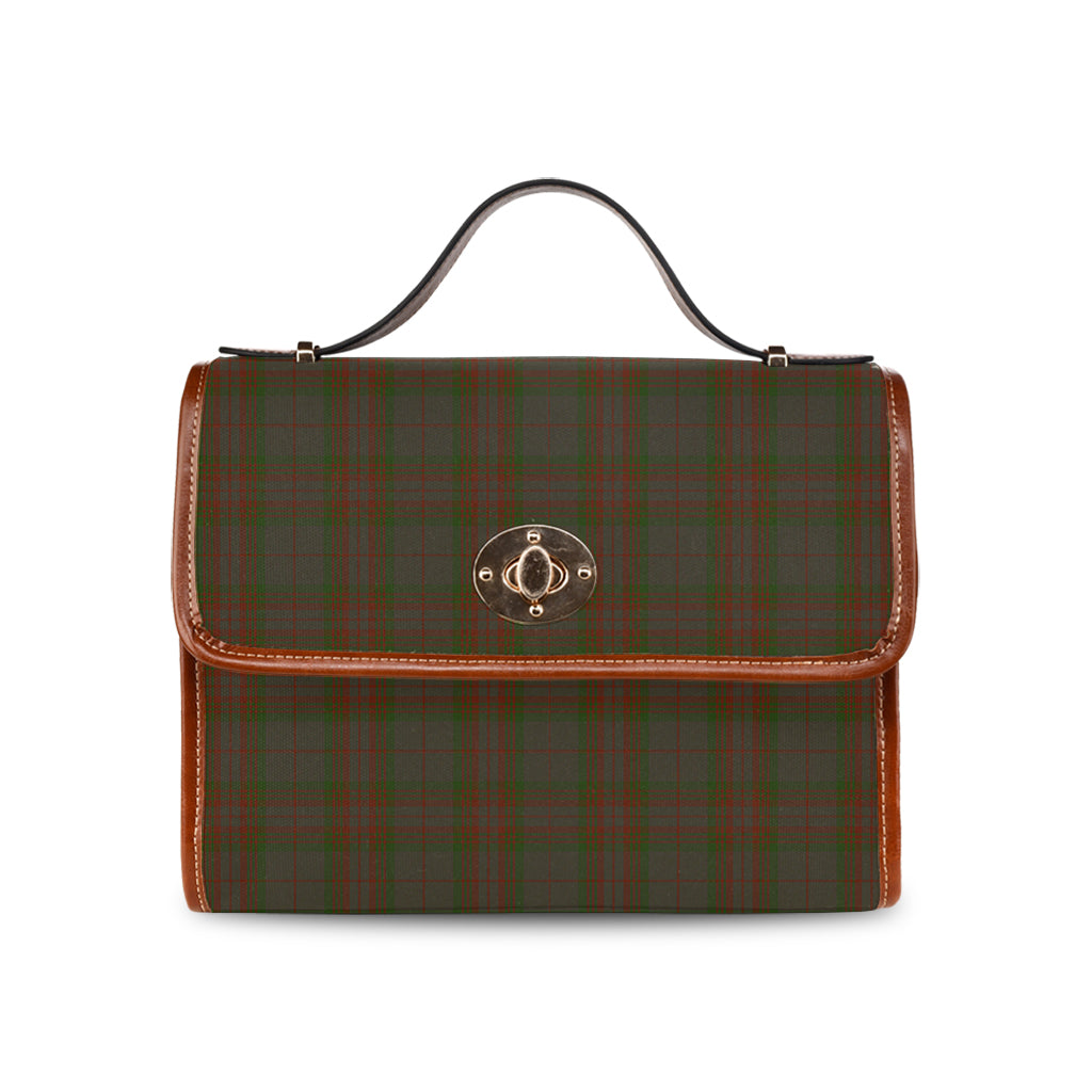 gray-tartan-leather-strap-waterproof-canvas-bag