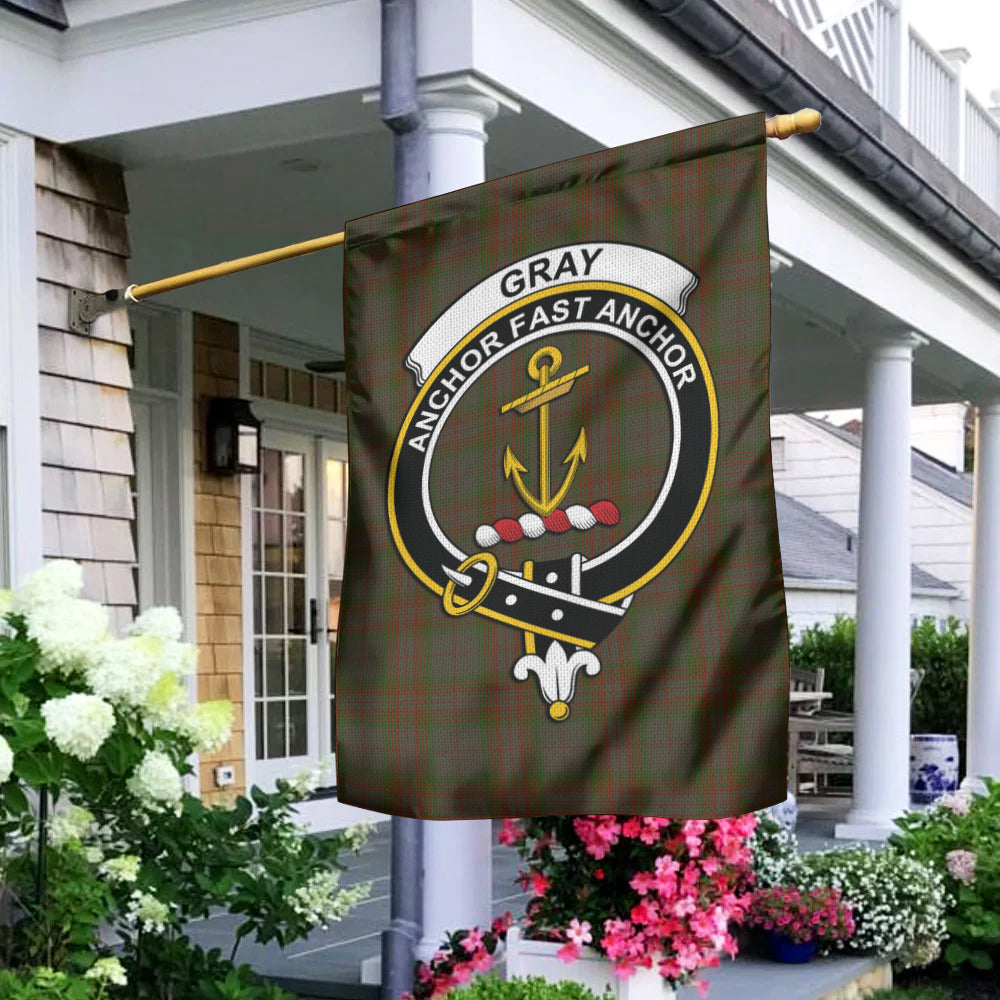Gray Tartan Garden Flag with Family Crest - Tartan Vibes Clothing