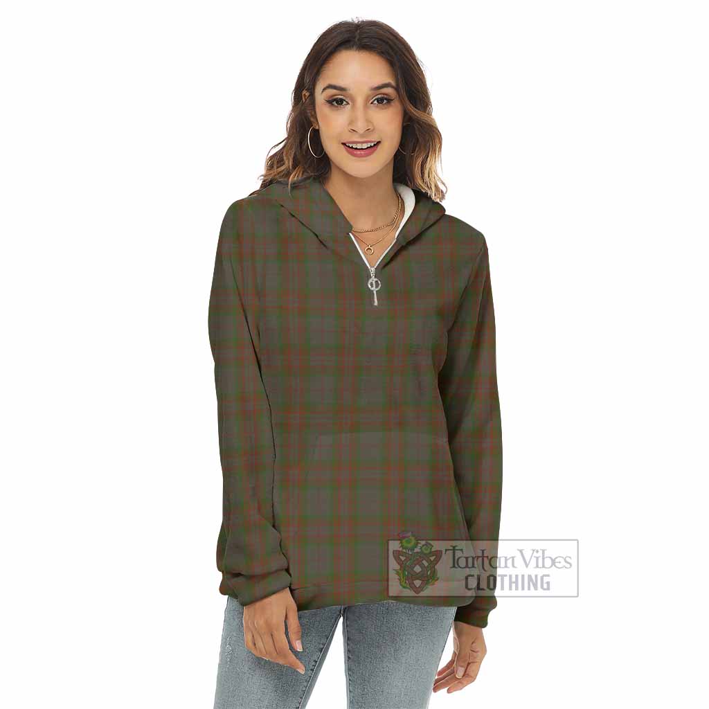 Gray Tartan Women's Borg Fleece Hoodie with Half Zip - Tartan Vibes Clothing