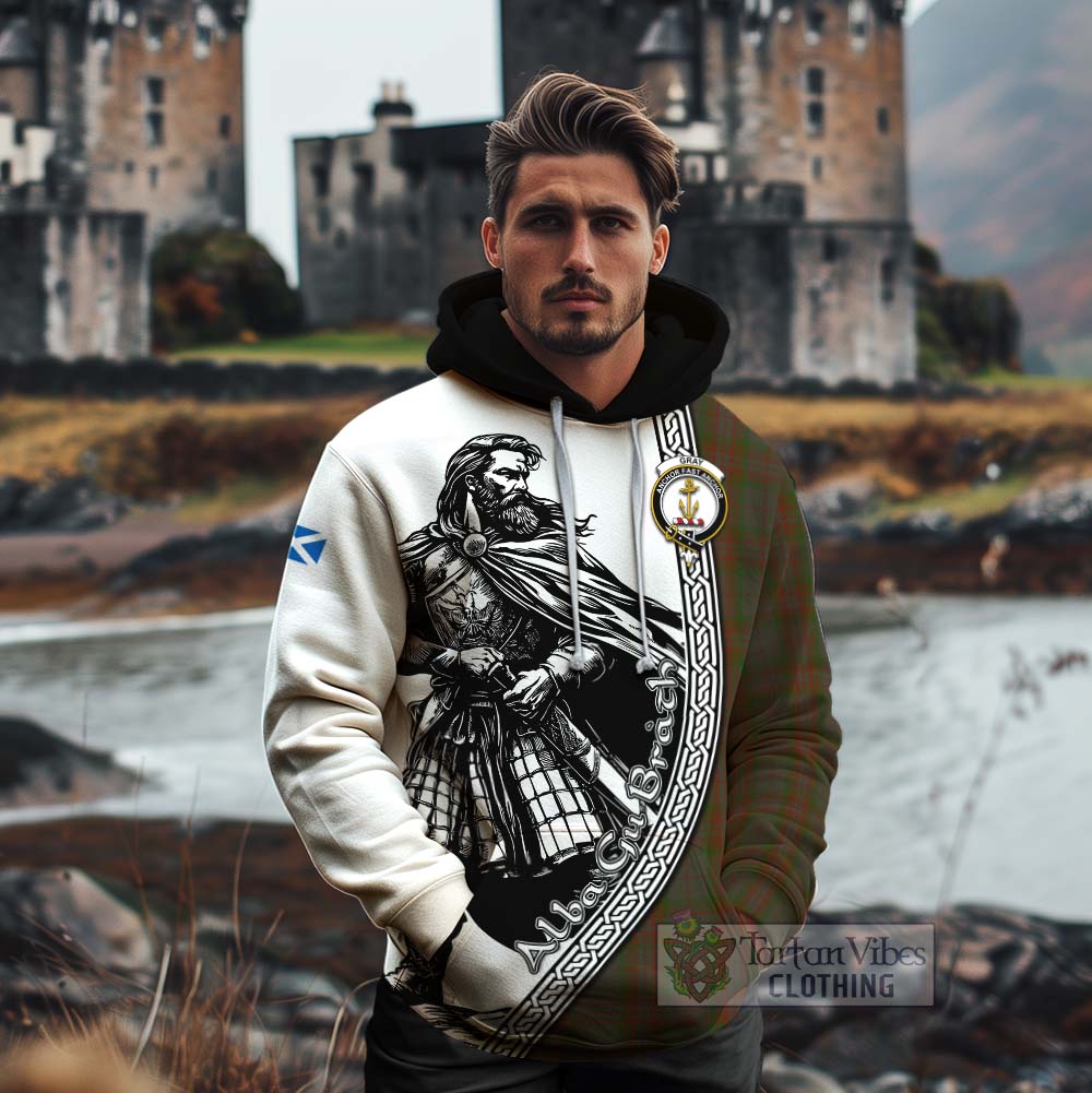 Gray Tartan Clan Crest Cotton Hoodie with Highlander Warrior Celtic Style - Tartan Vibes Clothing