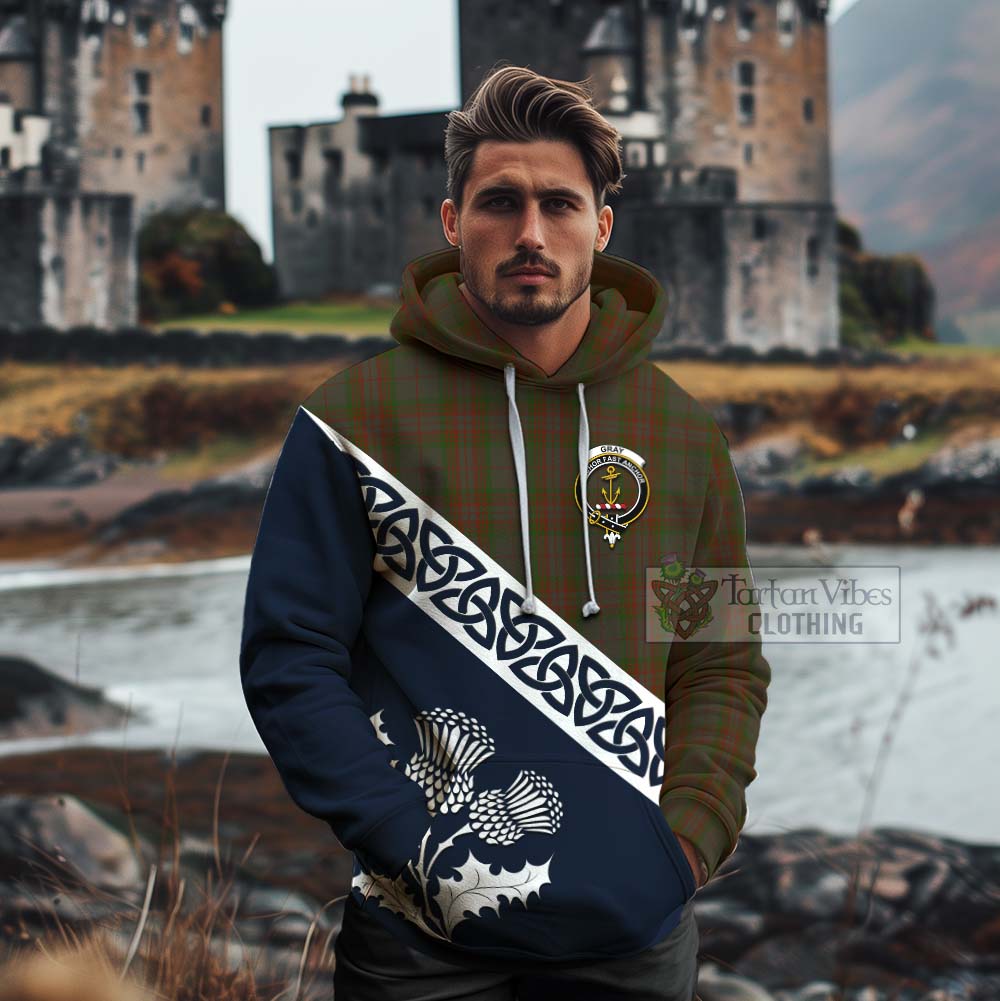 Gray Tartan Cotton Hoodie Featuring Thistle and Scotland Map - Tartan Vibes Clothing