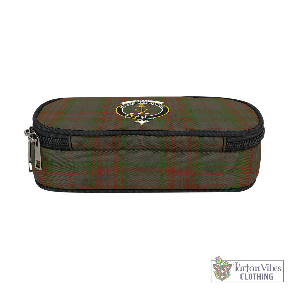 Gray Tartan Pen and Pencil Case with Family Crest - Tartan Vibes Clothing