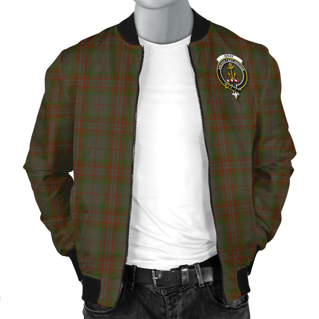Gray Tartan Bomber Jacket with Family Crest - Tartan Vibes Clothing