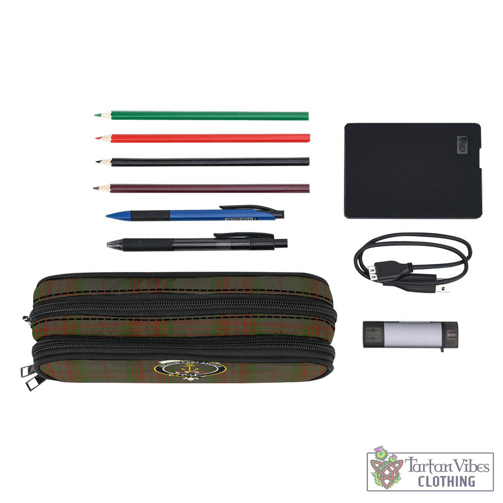 Gray Tartan Pen and Pencil Case with Family Crest - Tartan Vibes Clothing