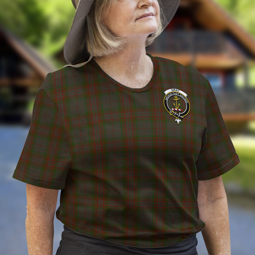 Gray Tartan T-Shirt with Family Crest - Tartan Vibes Clothing