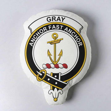 Gray Clan Crest Shaped Throw Pillow, Scottish Clan Badge Decorative Pillow