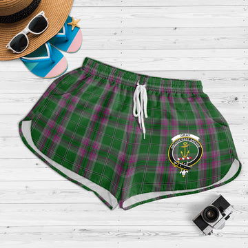 Gray Hunting Tartan Womens Shorts with Family Crest