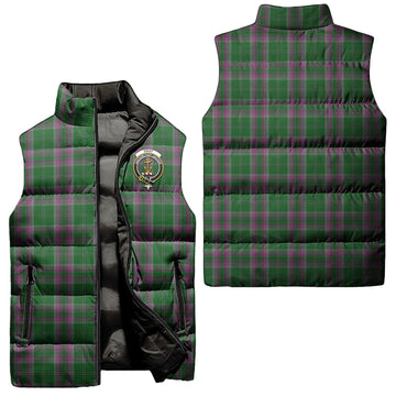 Gray Hunting Tartan Sleeveless Puffer Jacket with Family Crest