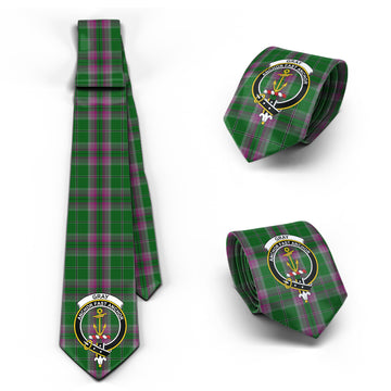 Gray Hunting Tartan Classic Necktie with Family Crest