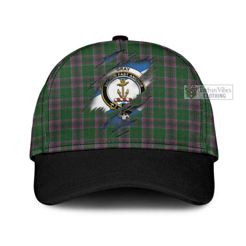 Gray Hunting Tartan Classic Cap with Family Crest In Me Style