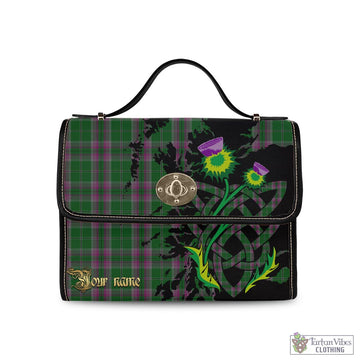 Gray Hunting Tartan Waterproof Canvas Bag with Scotland Map and Thistle Celtic Accents