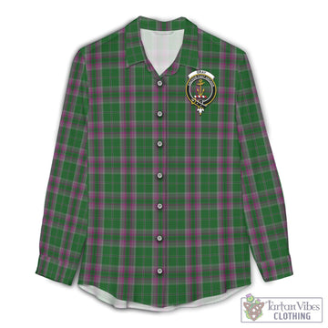 Gray Hunting Tartan Womens Casual Shirt with Family Crest