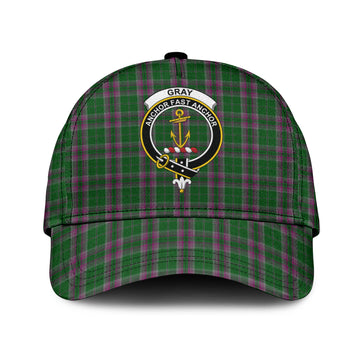 Gray Hunting Tartan Classic Cap with Family Crest
