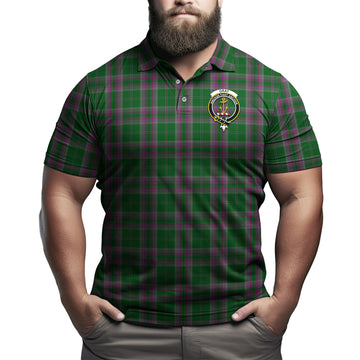 Gray Hunting Tartan Men's Polo Shirt with Family Crest