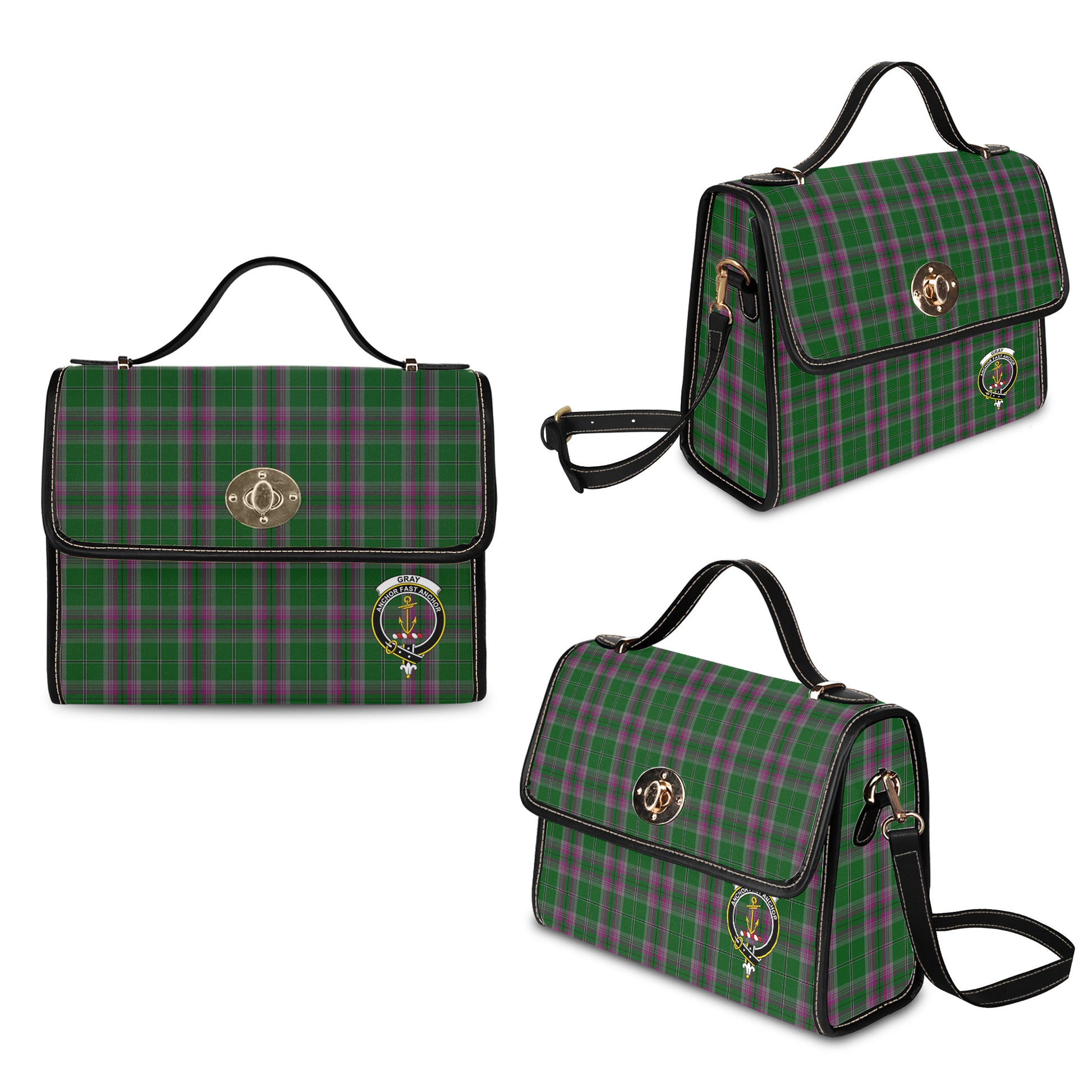 gray-hunting-tartan-leather-strap-waterproof-canvas-bag-with-family-crest