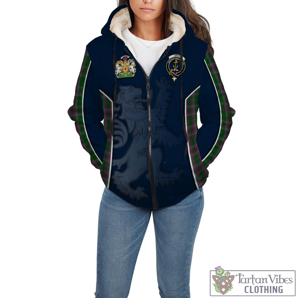 Tartan Vibes Clothing Gray Hunting Tartan Sherpa Hoodie with Family Crest and Lion Rampant Vibes Sport Style