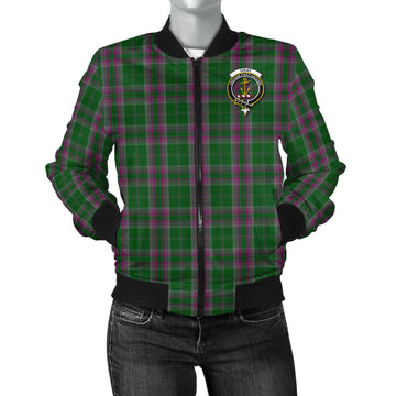 Gray Hunting Tartan Bomber Jacket with Family Crest