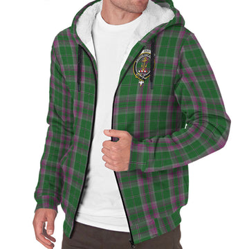 Gray Hunting Tartan Sherpa Hoodie with Family Crest