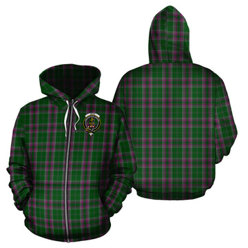 Gray Hunting Tartan Hoodie with Family Crest