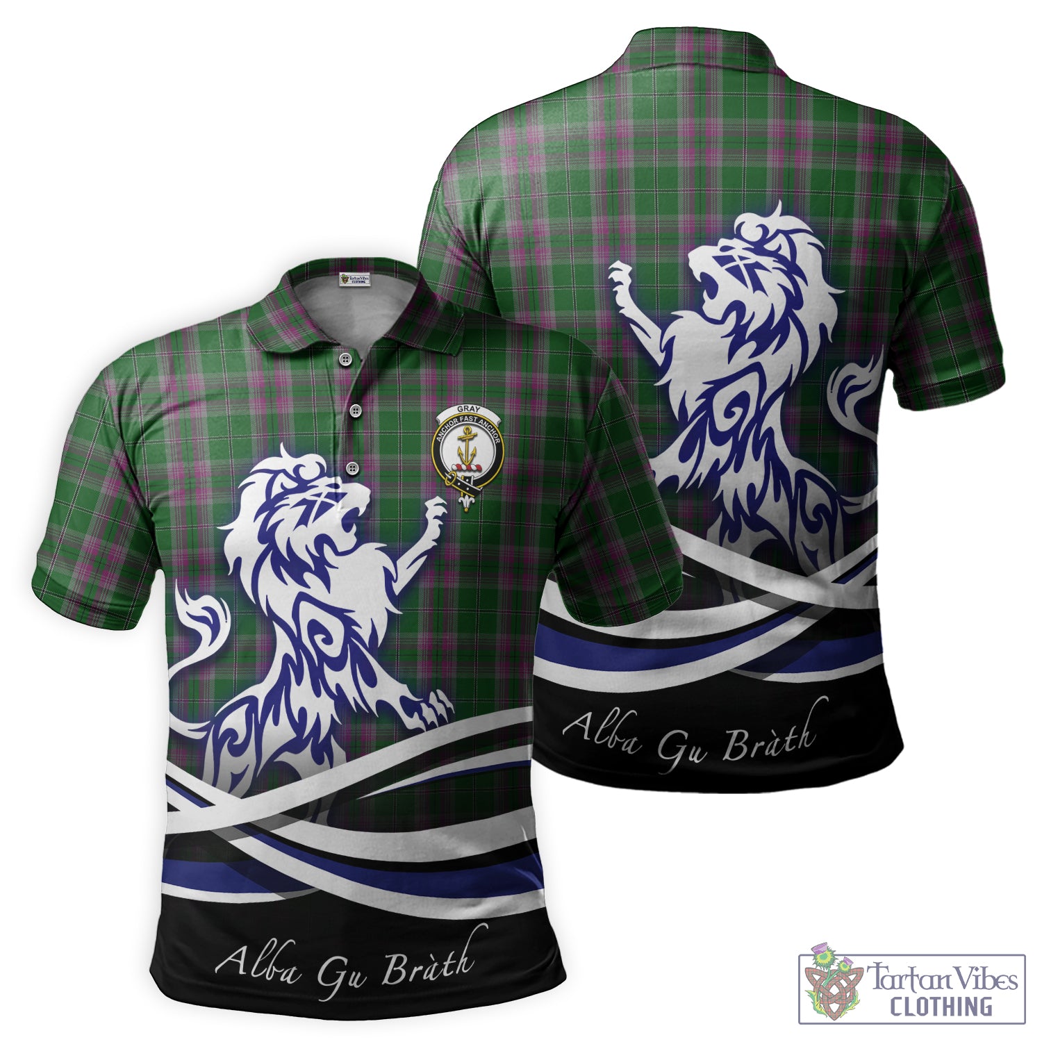 gray-hunting-tartan-polo-shirt-with-alba-gu-brath-regal-lion-emblem