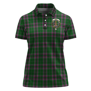 Gray Hunting Tartan Polo Shirt with Family Crest For Women