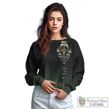 Gray Hunting Tartan Sweatshirt Featuring Alba Gu Brath Family Crest Celtic Inspired