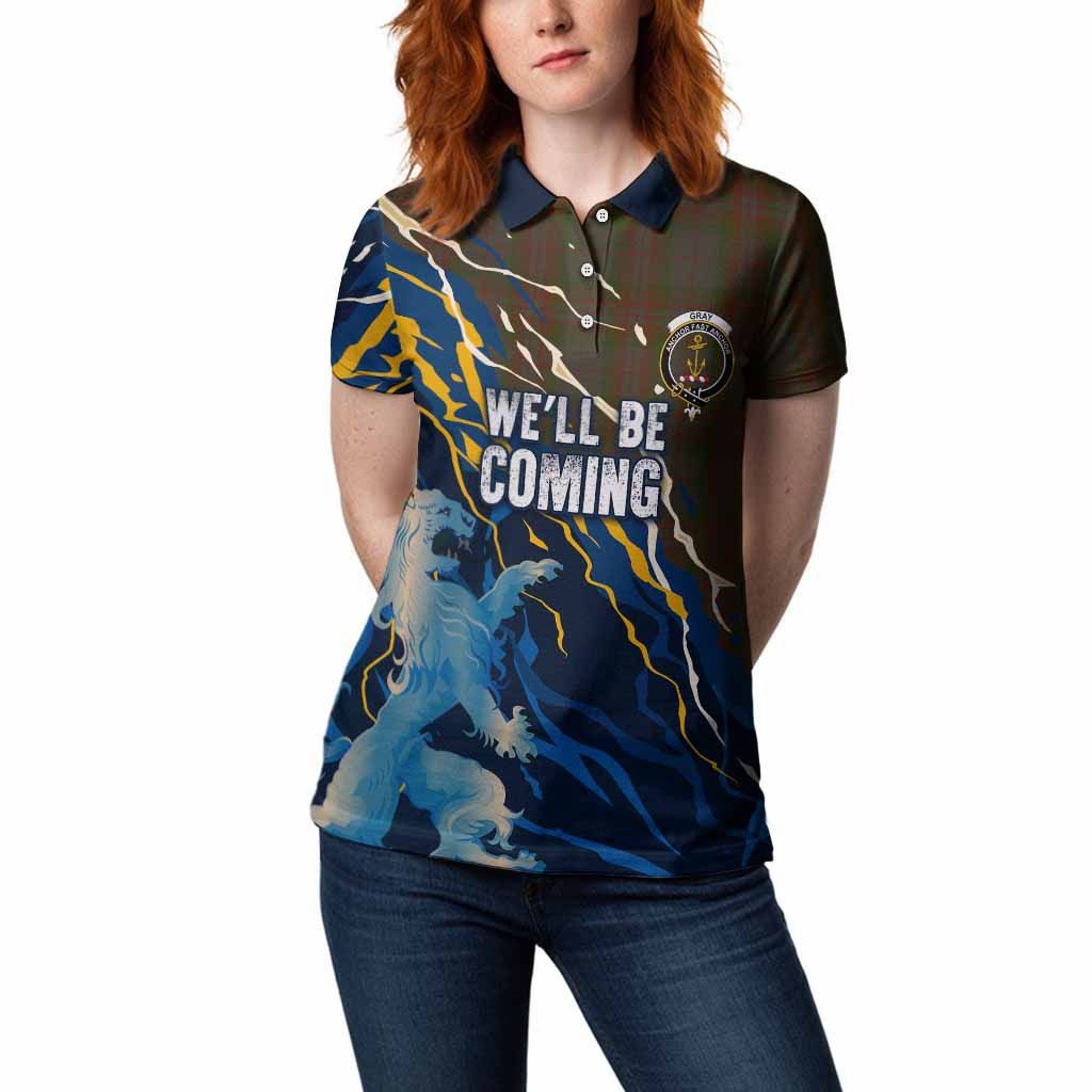 Gray Scotland Tartan Women Polo Shirt WC2026 Football - We'll Be Coming
