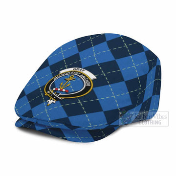 Gray Scottish Family Crest Flat Cap, Jeff Cap Navy Argyle Classic Style - Tartan Vibes Clothing
