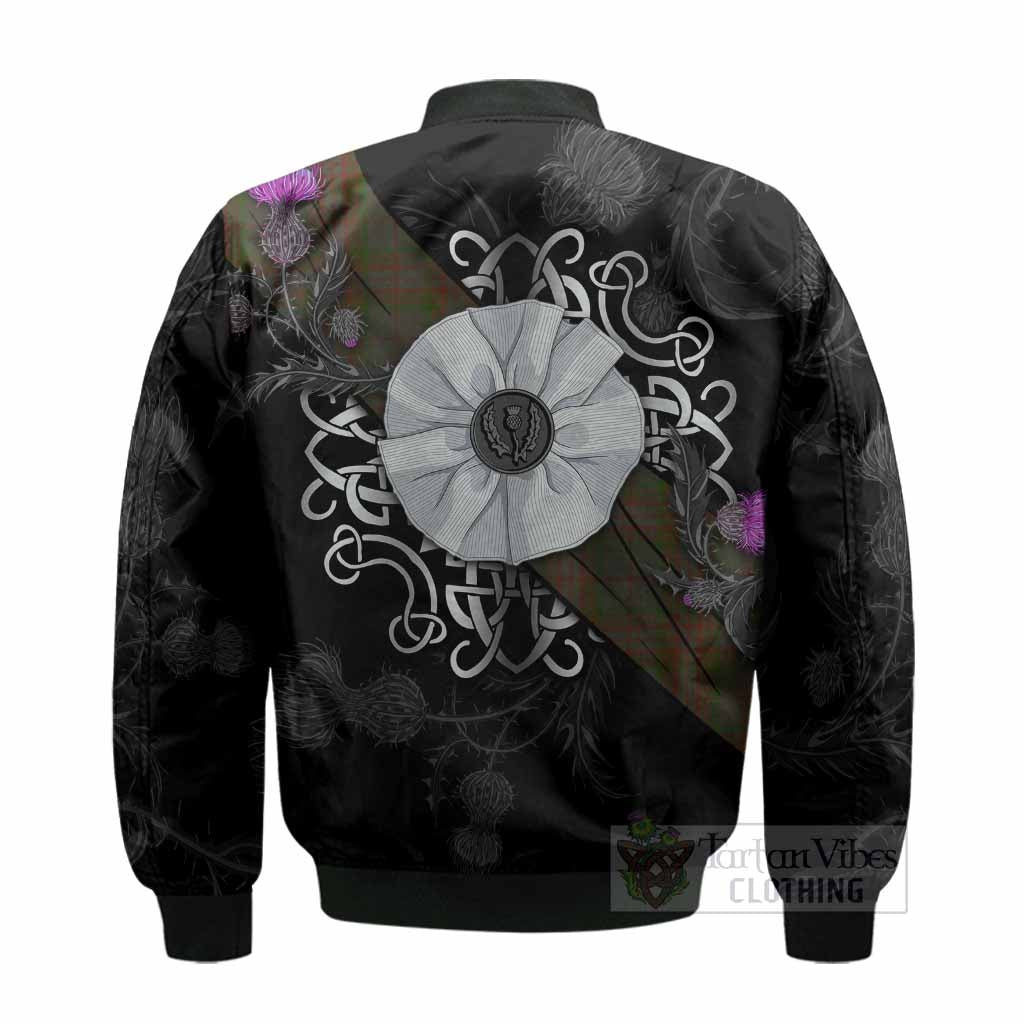 Gray Tartan Bomber Jacket Jacobite White Rose - Tartan Vibes Clothing