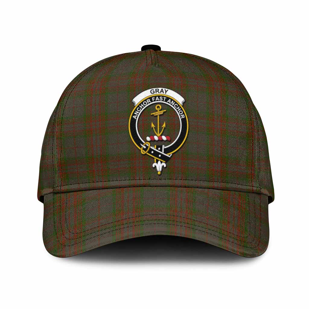 Gray Tartan Classic Cap with Family Crest