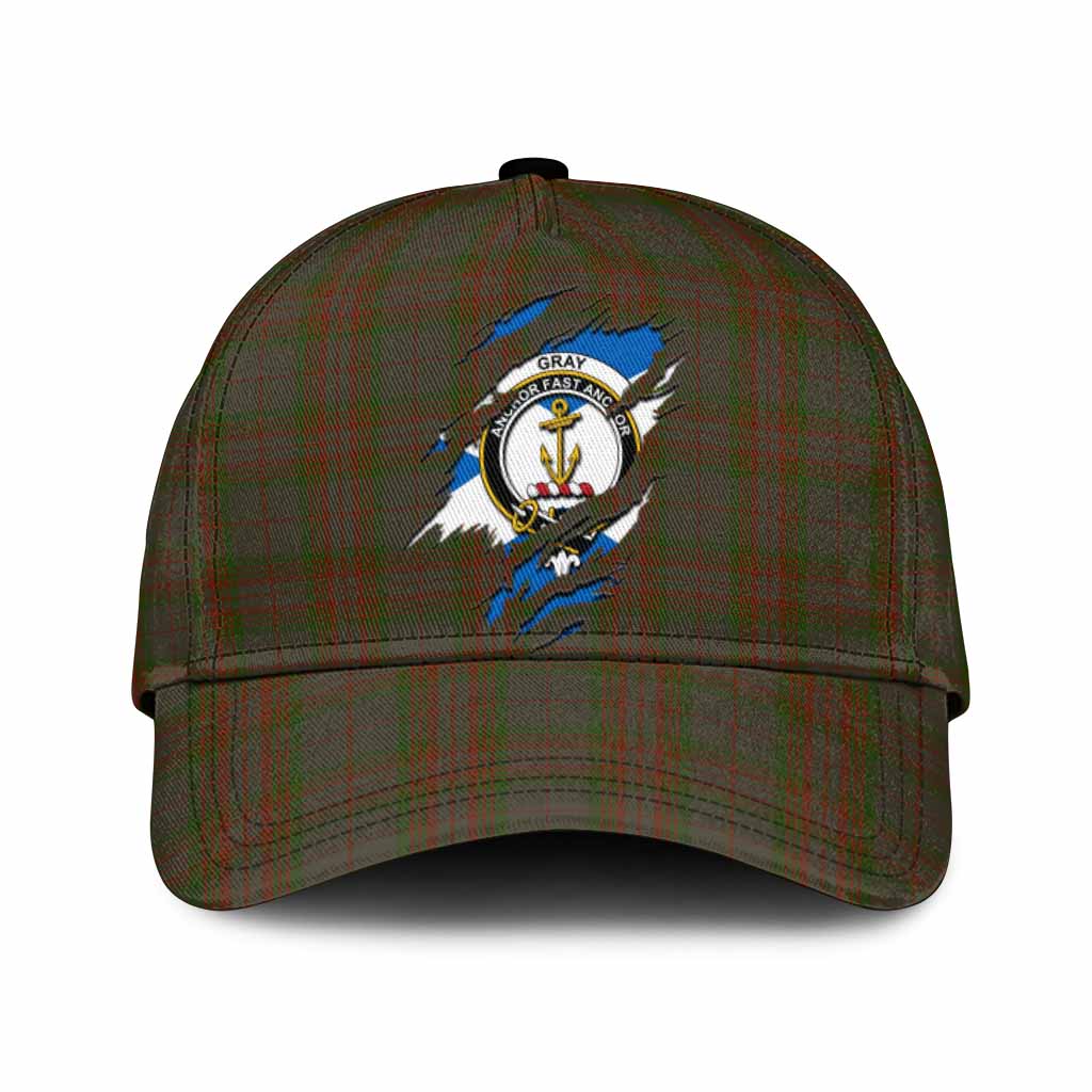 Gray Tartan Classic Cap with Family Crest In Me Style
