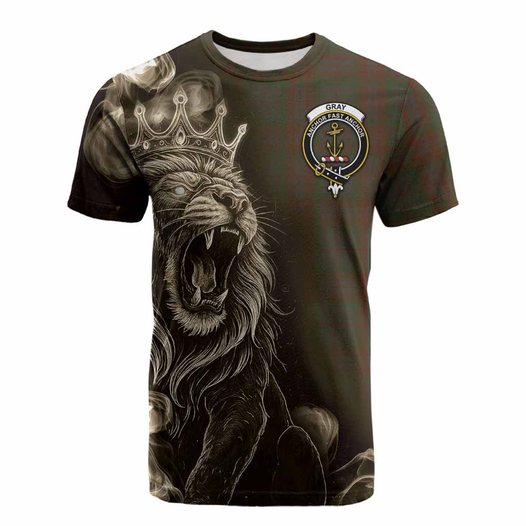 Gray Tartan Cotton T-shirt Roaring Lion Heritage