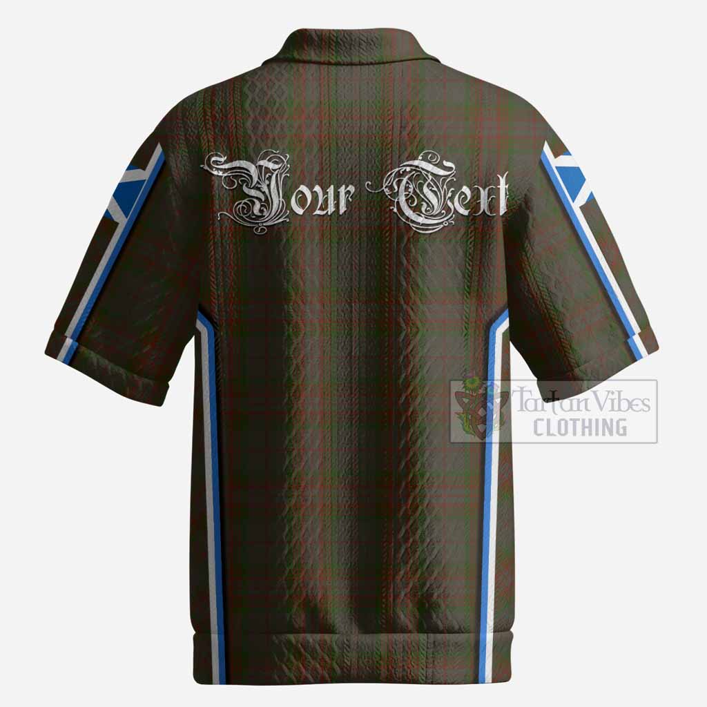 Gray Tartan Crest Men’s Polo Sweater Top Scotland Coat of Arm Flag Style