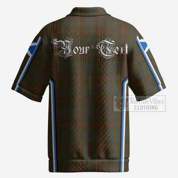 Gray Tartan Crest Men’s Polo Sweater Top Scotland Coat of Arm Flag Style