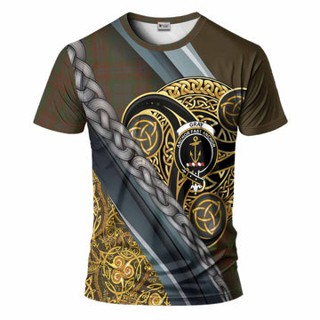 Gray Tartan Crest T-Shirt Scottish Triskele Celtic