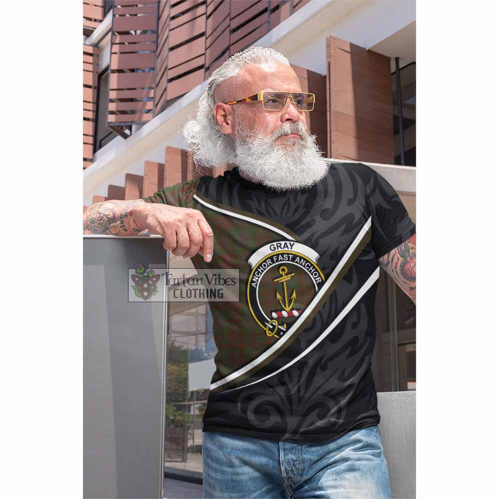 Gray Tartan Family Crest Cotton T-shirt Celtic Scottish Thistle Floral - Tartan Vibes Clothing