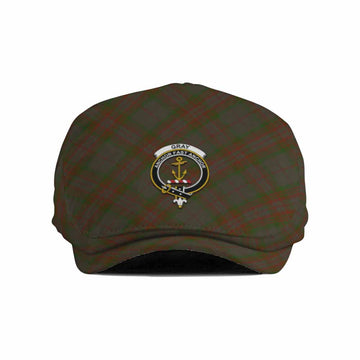 Gray Tartan Flat Cap, Jeff Cap Cross Style with Family Crest
