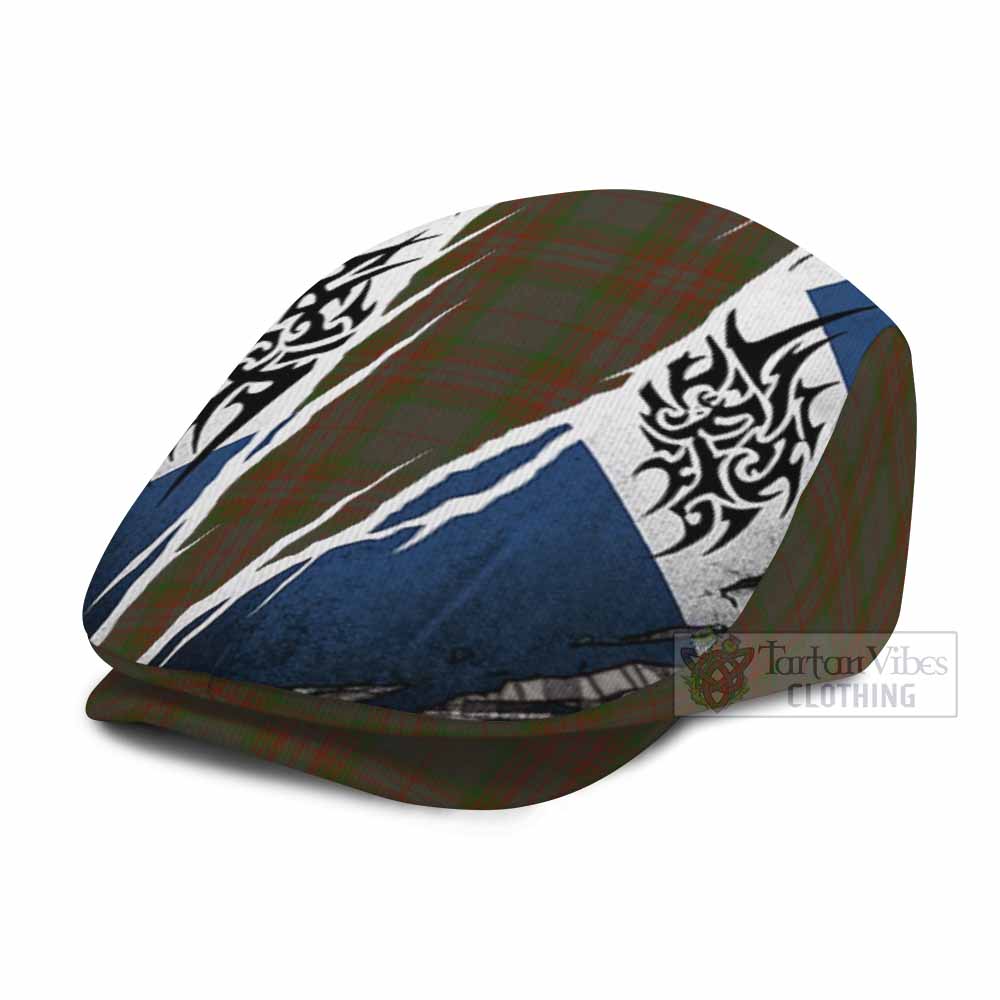Gray Tartan Flat Cap, Jeff Cap Scotland Flag Ripped Tribal Design