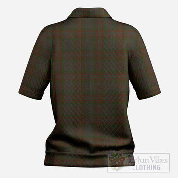 Gray Tartan Women’s Polo Sweater Top with Family Crest
