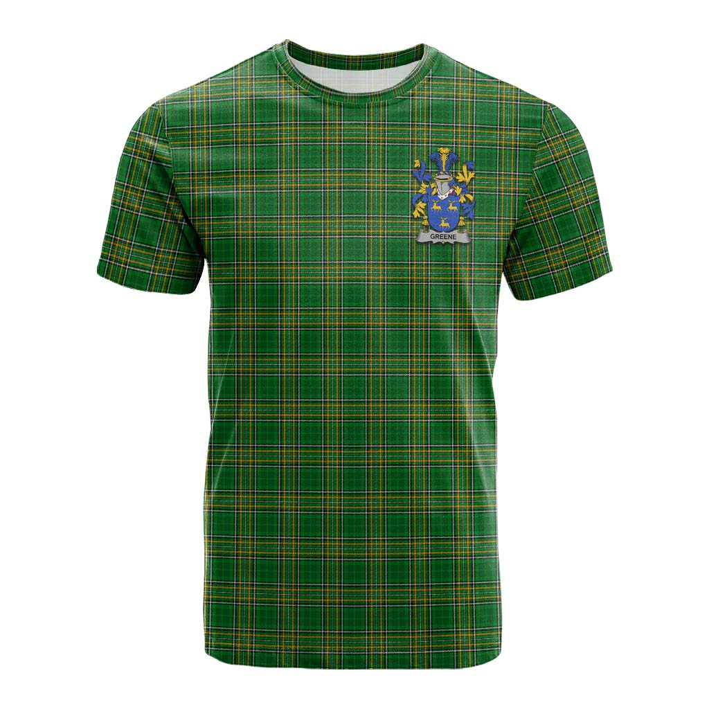 Greene Irish Clan Tartan Cotton T-shirt with Coat of Arms Kid's Shirt - Tartan Vibes Clothing
