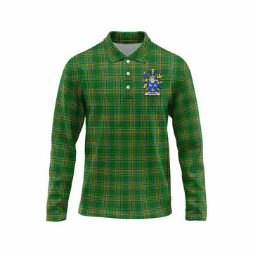 Greene Irish Clan Tartan Long Sleeve Polo Shirt with Coat of Arms Unisex - Tartan Vibes Clothing